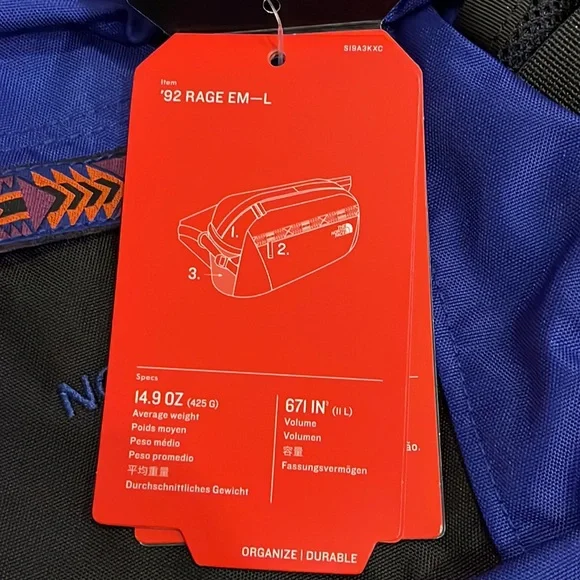 The North Face Rage 92 Fanny pack bum belt bag waist bag new Aztec blue - Picture 7 of 14